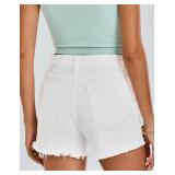 luvamia Jean Shorts for Women High Waisted Stretchy Distressed Denim Shorts Ripped Frayed Raw Hem Summer Casual Shorts Womens High Waisted Shorts Denim Cotton Shorts for Women Off White Size 20