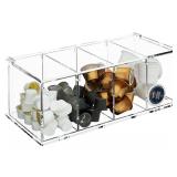 Coffee Capsule Holder Acrylic Box K Cup Holder Coffee Pod Storage Clear 4 Compartment with Lid Organizer Coffee Bar Accessories