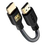 PowerBear 4K HDMI Cable 0.5 ft | High Speed, Braided Nylon & Gold Connectors, 4K @ 60Hz, Ultra HD, 2K, 1080P, ARC & CL3 Rated | for Laptop, Monitor, PS5, PS4, Xbox One, Fire TV, Apple TV & More