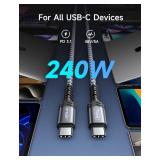 JSAUX 240W USB C to USB C Cable [2 Pack 6.6FT&10FT], USB C Cord Type C Fast Charger Compatible with MacBook, iPad, Dell, iPhone 16/16 Pro Max, iPhone 15 Series, Samsung Galaxy S24/S22/S21, Pixel  Grey