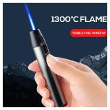 Mini Torch Lighter Windproof Jet Blue Flame Lighters Compact Portable with Gas Window Refillable Butane Torch for Candle Craft Outdoor BBQ Grill (Butane Not Included)(White)