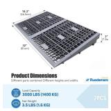 Ruedamann Modular Threshold Ramps, 3 Rise Plastic Wheelchair Ramps, 3000LBS Capacity, Mobility Door Ramps for Home Steps, Detachable Entry Ramps, Non Slip Curb Ramps for Scooters, Cars, 2 PCS