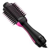 Hair Dryer Brush Blow Dryer Brush in One, Upgraded 4 in 1 Hair Dryer and Styler Volumizer with Negative Ion Anti frizz Ceramic Titanium Barrel Hot Air Brush Hair Straightener Brush (Black/Pink)