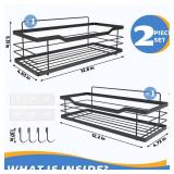 BTSD home Shower Caddy Bathroom Organizer 2 Pack Rustproof Shower Shelf Rack Adhesive Shower Shelves with 4 Hooks, Stainless Steel No Drilling for Home Decor Bathroom Accessories Essentials