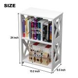 Rerii End Table & Side Table 3 Tier, 2 Shelf Small Bookcase, Bookshelf, Simple Nightstand, Bedside Table with for Bedroom, Bathroom, and Living Room Display Rack, White