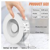 Extra Large Double Sided Tape Heavy Duty Removable 1.18 Inch x 160 Inch, Clear & Tough Nano Tape, Multipurpose Mounting Tape Picture Hanging Strips Adhesive Poster Carpet Tape