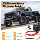 2G 250A Remote Battery Disconnect Switch & 5 AWG Battery Cables, DC12V Top Post Negative Battery Kill Switch for Car RV Truck Wireless Anti Theft Prevent Battery Drain(450A Starting Current)