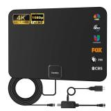 TV Antenna Indoor, Digital Amplified Indoor HDTV Antenna, 1080p VHF UHF Television Local Channels Detachable Signal Amplifier and 16.5ft Long Coax Cable