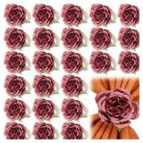 Yunsailing 24 Pcs Flower Napkin Rings Peony Flower Handmade Napkin Holder Rings Handicraft Holder for Table Decorations Wedding Holiday Banquet Luncheons Birthday Party Picnics Supplies (Gray Pink)