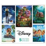 Ceaco   5 in 1 Multipack  Disney Movie Posters  Encanto, Moana, Luca, Soul & Raya and The Last Dragon   (2) 300 Piece, (2) 500 Piece, (1) 750 Piece Jigsaw Puzzles