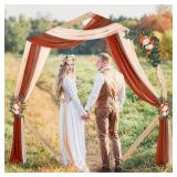 DearHouse 3 Panel Wedding Arch Draping Fabric,29.5 x18Ft Pearl Fabric Drapes for Wedding Sheer Backdrop (Champagne+Terracotta+Caramel)