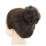 IMISSU Braided Chignon Dancer Hair Donut Hairpieces Scrunchie Claw Hair Bun Updo for Wedding Party (M1 Chocolate Brown)