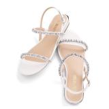 DREAM PAIRS Womens Casual Dresssy Low Wedge Summer Shoes Cute Strappy Rhinestone Open Toe Flat Sandal, White/Pu 9.5 (SDFS2213W)