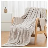 Andency Fleece Throw Blanket for Couch   Super Soft Cozy Warm Flannel Decorative Blankets, Lightweight Plush Blanket for Bed Sofa, Oatmeal Grey 50x60 Inches