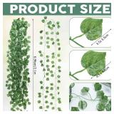 108 Packs Fake Vines Fake Ivy Leaves Artificial Ivy Garland Greenery Vines Hanging Plants for Bedroom Wedding Party Garden Home Kitchen Office Wall Decoration