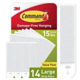 Command 15 lb Large Picture Hanging Strips 14 Pairs (28 Command Strips), Damage Free Hanging Picture Hangers, No Tools Wall Hanging Strips for Home Decor, White Adhesive Strips