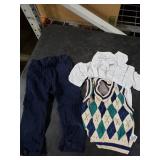 MOMOLAND Infant Baby Boys Plaid Bodysuit Woven Shirt Button Up Long Sleeves Navy (White, 9-12 Months)