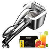 SUCCFLY Lemon Squeezer Stainless Steel, Manual Juicer Citrus Lime Orange Fruit Squeezer Heavy Duty Ergonomic Handle Labor-saving Large Capacity Juice Press Hand Handheld Juicer