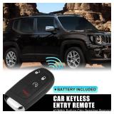 X AUTOHAUX Replacement Keyless Entry Remote Car Key Fob M3N-40821302 433MHz 4A Chip for Jeep Renegade 2015-2020 4 Buttons with Door Key