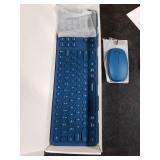 Mobifice Cute Keyboard and Mouse Wireless for PC Computer/Laptop/Windows/Mac/Tablets, Ultra-Thin 2.4GHz USB Cordless Full-Sized Silent Retro Computer Keyboard Mouse Combo (Blue)