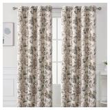 H.VERSAILTEX Blackout Curtains 84 Inch Length 2 Panels Set Floral Print Curtain Drapes for Living Room Thermal Insulated Grommet Window Curtains for Bedroom - Traditional Floral in Sage and Brown