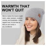 100% Merino Wool Beanie Hat for Men & Women, Extra Large Warm Winter Cap, Stretchy Knitted Cap