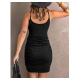 Acelitt Black Sundress for Women 2024 Summer Sleeveless Sexy Spaghetti Strap Dresses Scoop Neck Wrap Dress Size Medium