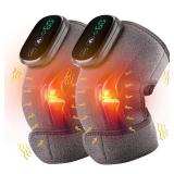 2PCS Cordless Knee Massager with Heat and Vibration, Knee Heating Pads, Heated Knee Braces,Heating Pad for Knee Elbow Shoulder Relax