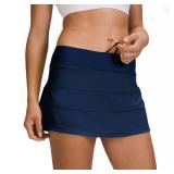 MCEDAR Athletic Tennis Golf Skorts Skirts for Women with Pocket Workout Running Sports Pleated Skirts Casual Navy Blue/Size 4