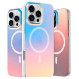 LONLI Hue   iPhone 16 Pro Magnetic Case [Compatible with Magsafe]   Holographic Iridescent Phone Case   [360° Shock Absorbent Bumper]   Cute, Unique and Aesthetic Phone Cover for iPhone 16 Pro