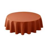 Biscaynebay Fall Tablecloth Textured Fabric Round Tablecloths 60, Rust Thanksgiving Autumn Harvest Water Resistant Fabric Tablecloths for Kitchen, Dining, Wedding, Parties Machine Washable