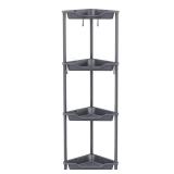 Orimade Rustproof 4 Tier Floor Standing Corner Shower Caddy Organizer, Plastic Metal Splicing Floor Corner Shelf Rack Storage Stands for Bathroom,10.8 x 10.8 x 44.6 inches, Grey