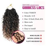 8 Packs Crochet Hair for Black women, Goddess Locs Crochet Hair, Goddess Faux Locs with Curl Braids (12Inch, 8Packs, T1B/27)