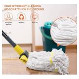 2 Pack) Heavy Duty Mop Head Commercial Replacement for Floor Cleaning,Wet Industrial Cotton Looped End String Heads Refill,Yellow White