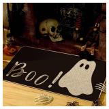 Artoid Mode Ghost Boo Halloween Doormat, Home Decor Low Profile Switch Rug Door Mat Floor Mat for Indoor Outdoor 17x47 Inch