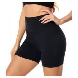 FULLSOFT High Waisted Biker Shorts for Women 5 Tummy Control Fitness Athletic Workout Running Yoga Gym Soft Shorts (Black,Small Medium)