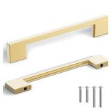 Southern Hills 5 Pack Gold Cabinet Pulls  128mm   Brushed Gold Drawer Pulls, Gold Handles for Drawers, Brushed Brass Drawer Pulls, Gold Cabinet Handles, Brass Cabinet Pull Gold Kitchen Hardware