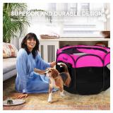 GOOZII Pet Cat Playpen for Indoor Cats Enclosed, Portable Foldable Dog Playpen Outdoor Tent Crate Cage with Zipper Top Cover Door for Kitten Puppy Outside Rv Car Camper (Small Size, Pink)