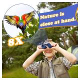 Obuby Real Binoculars for Kids Gifts for 3 12 Years Boys Girls 8x21 High Resolution Optics Mini Compact Binocular Toys Shockproof Folding Small Telescope for Bird Watching,Travel, Camping, Blue