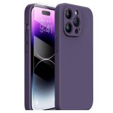 Miracase Designed for iPhone 14 Pro Max Phone Case with Screen Protector,[Upgraded Enhanced Camera Protection],Shockproof Liquid Silicone Case with Microfiber Lining,6.7 inch(Dark Purple)