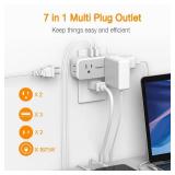 Surge Protector Outlet Extender, TESSAN Multi Plug Outlet Splitter with 4 Electrical Outlets 3 USB Ports, Multiple Plug Mini Wall Expander for Home Bathroom Office Dorm Room Essentials