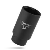 TIGHTSPOT 1/2 Inch Drive   34 mm Deep Impact Socket with Anti Rounding 6 Point Design, Heat Treated CRMO Steel, Metric