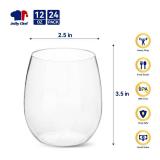 JOLLY CHEF 24 Pack 12 Oz Plastic Wine Glasses. Stemless Plastic Wine Cups, Disposable Plastic Wine Glasses, Shatterproof Wine Glasses for Party, Halloween, Christmas