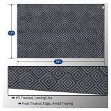 Ridota Reversible Mats, Outdoor Patio Rugs, Plastic Straw Rug, Modern Area Rug, Floor Mat for Outdoors, RV, Patio, Backyard, Deck, Picnic, Beach, Trailer, Camping (Diamond Black & Grey, 5