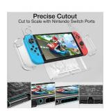 HEYSTOP Switch Case for Nintendo Switch Case Dockable with Screen Protector, Clear Protective Case Cover for Nintendo Switch and JoyCon Controller with a Switch Tempered Glass Screen Protector