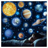 Solar System Wall Decals Glow in The Dark Stars 780 PCS, Glowing Planets Stickers for Ceiling, Nursery Wall Stickers for Bedroom, Kids Room Decorations (Blue)