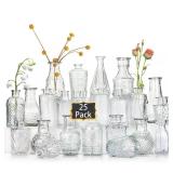 Glass Bud Vases Set of 25,Small Clear Vases for Flowers, Vintage Vases in Bulk for Centerpieces,Mini Glass Vase Assorted for Rustic Wedding,Floral Arrangements,Home Table Decorations