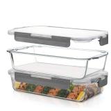 Superior Glass Casserole Dish with lid - 2-Piece Glass Bakeware And Glass Food Storage Set - 100% Leakproof Casserole Dish set with Hinged BPA-free Locking lids - Freezer-to-Oven-Safe Baking Dish Set.