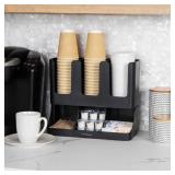 Mind Reader 6 Compartment Upright Breakroom Coffee Condiment and Cup Storage Organizer, Black