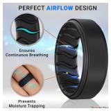 Dookeh Breathable Mens Silicone Wedding Rings, Rubber Ring Bands For Men, Black Blue Camo Engagement Band, Best for Workout, 1-4-7 Pack (Z-Darkcamo,Green,Nabyblue,Black,Bluecamo,Black,Gray,Dgray, 12)